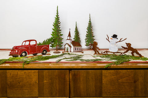 Snowman with Kids and Sleigh