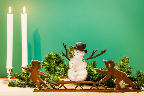 Snowman with Kids and Sleigh