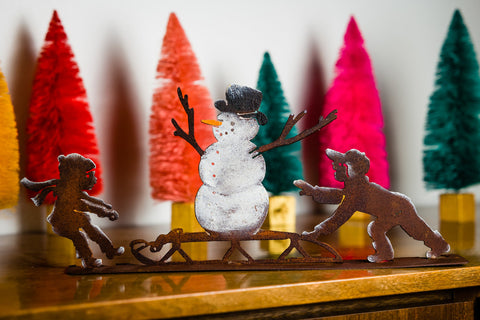 Snowman with Kids and Sleigh