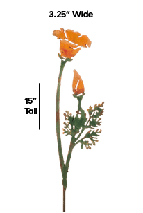 California Poppy Flower Painted Garden Pick