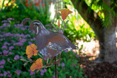 Quail Poppies Stake - Painted