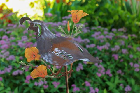 Quail Poppies Stake - Painted