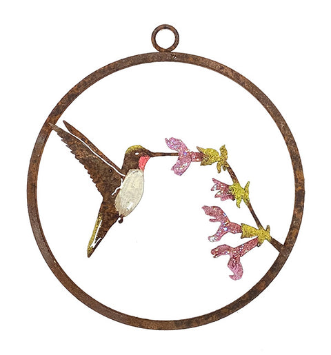 Painted Hummingbird on Salvia Mini Ring - Elegant Garden Design