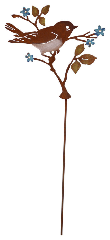 Upright Warbler with Flower Pick - Painted